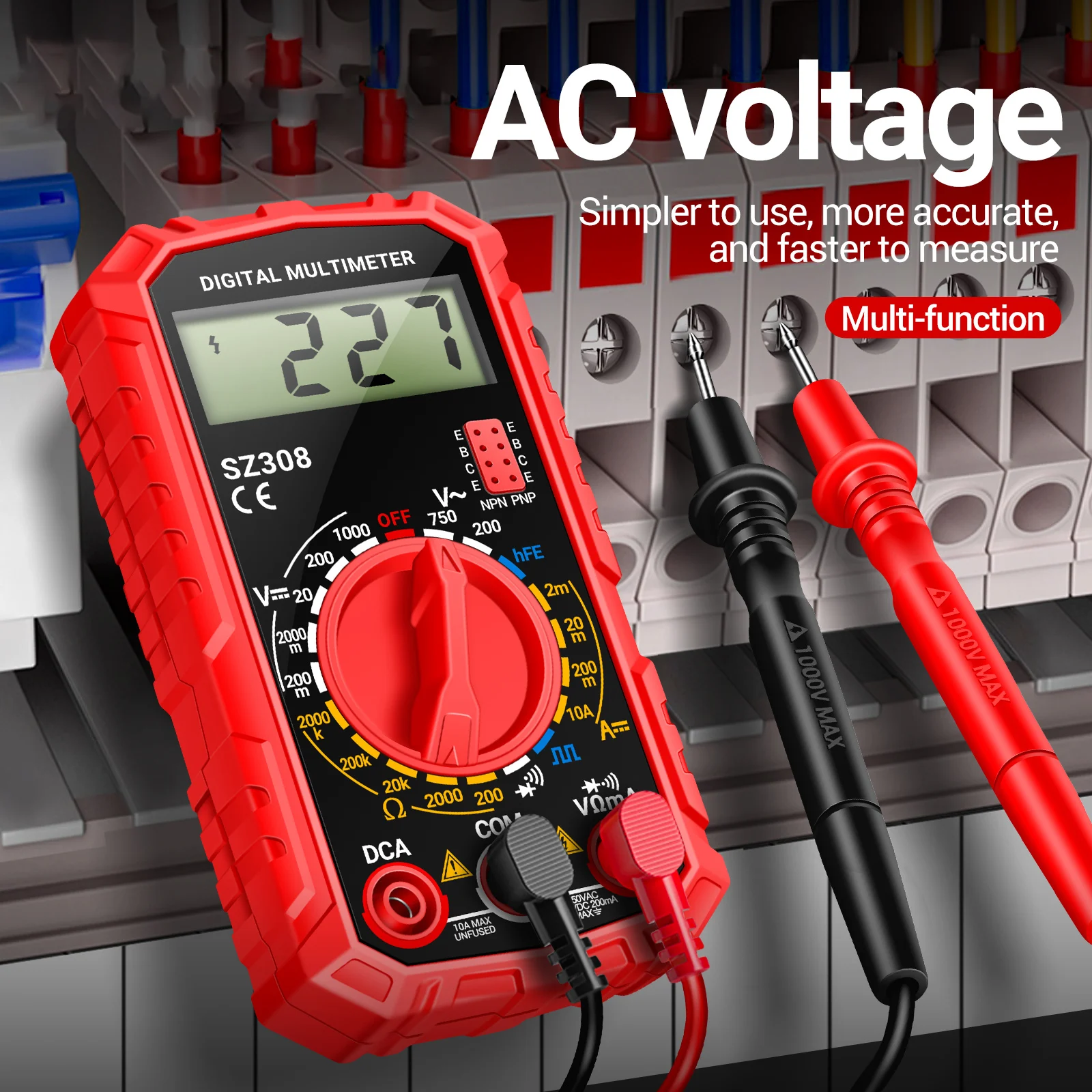 ANENG SZ308 Digital Multimeter Square Wave Digital Tester 1999 Counts HFE Triode Buzzer Multimeter AC/DC Voltage DC Current