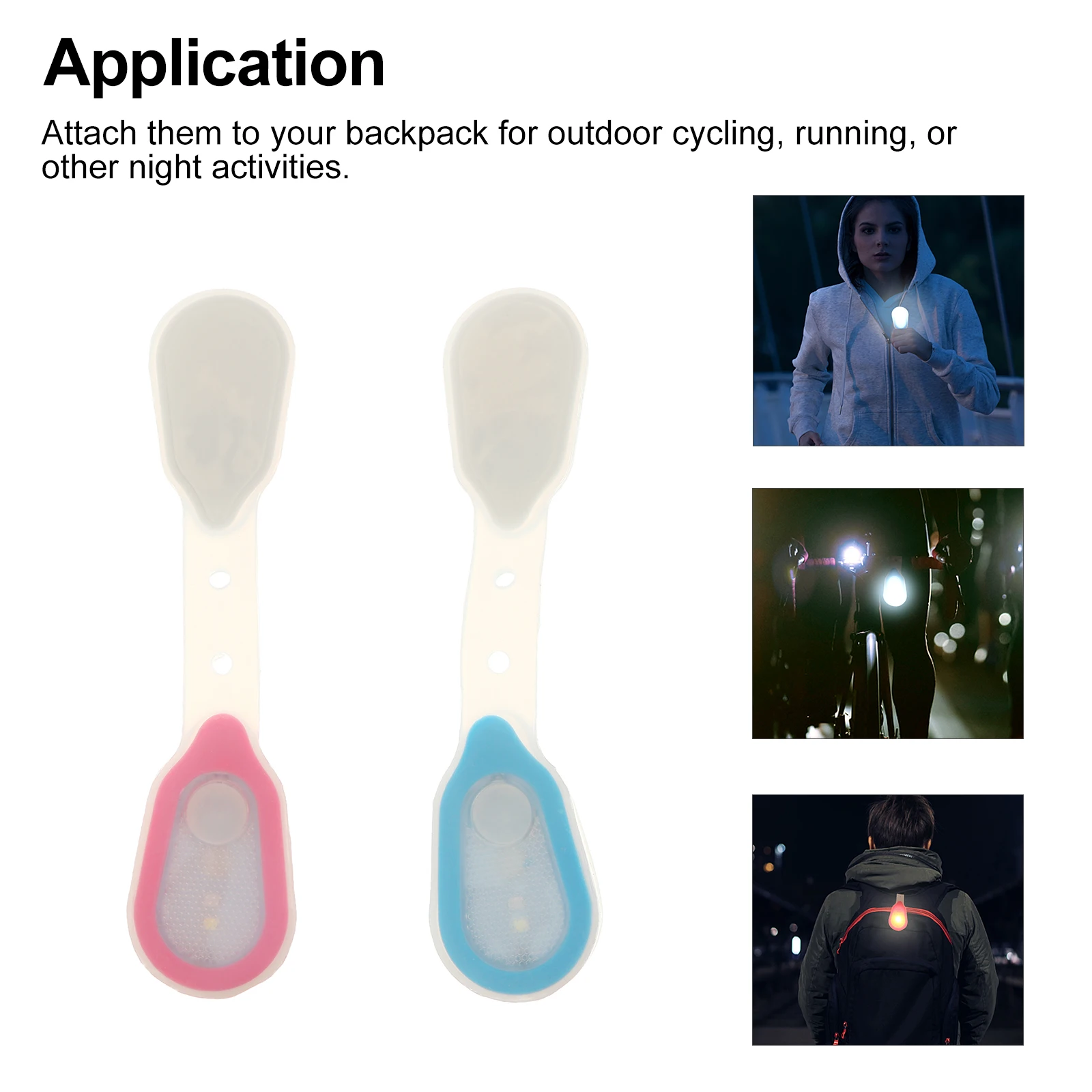 

2pcs Led Running Light Backpack Clip Portable Waterproof Safety Light For Night Outdoor Sports Cycling Walking Horseback Riding