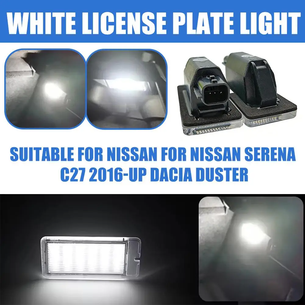 

2pcs Led License Plate Light For Serena C27 2016-up For Dacia Duster White Error Free Rear Tag Lamp Car External Lig Q7e9