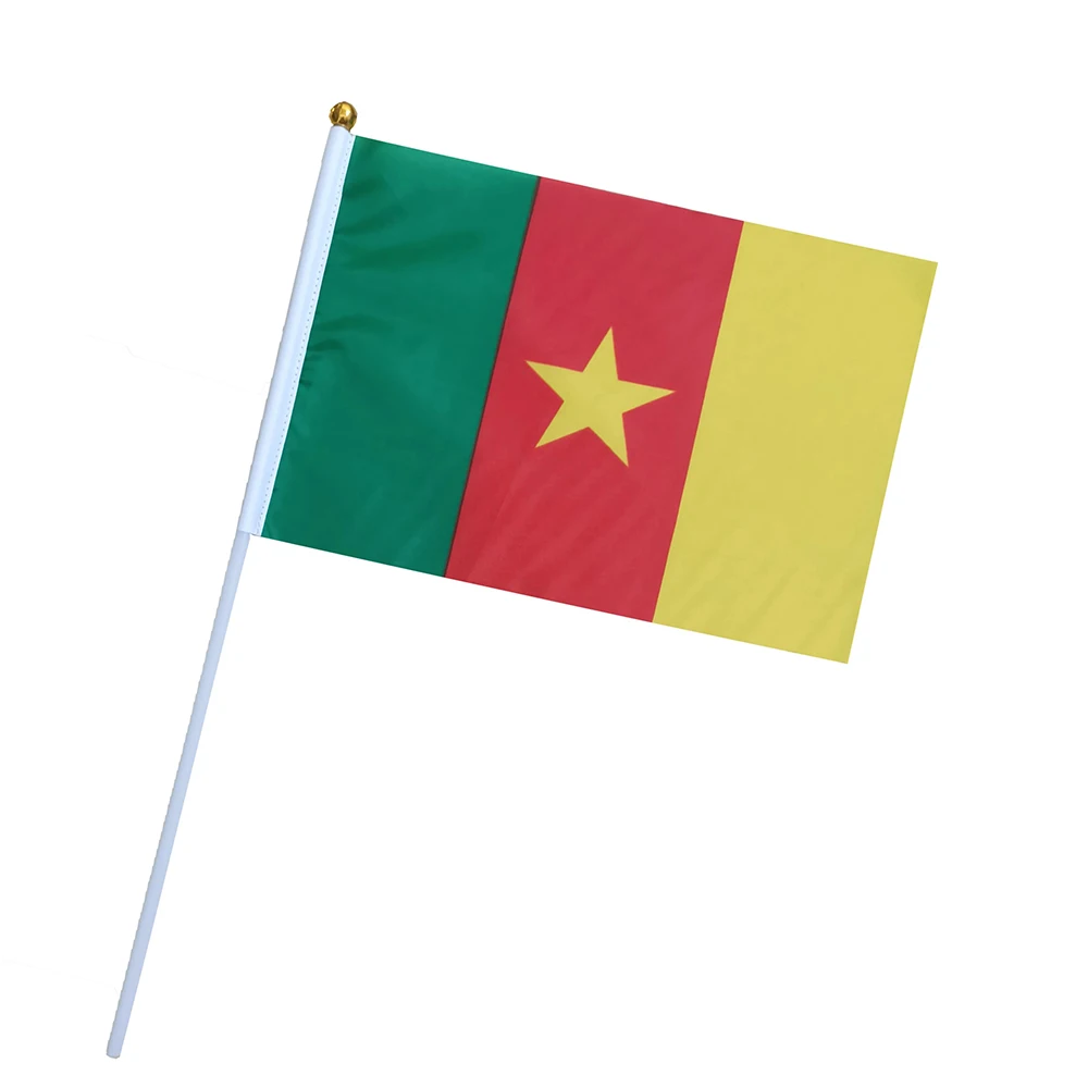 14*21cm Cameroon Hand Flag, World African Cameroon Cameroonian National Hand Held Small Waving Flag Desk Decor Gifts