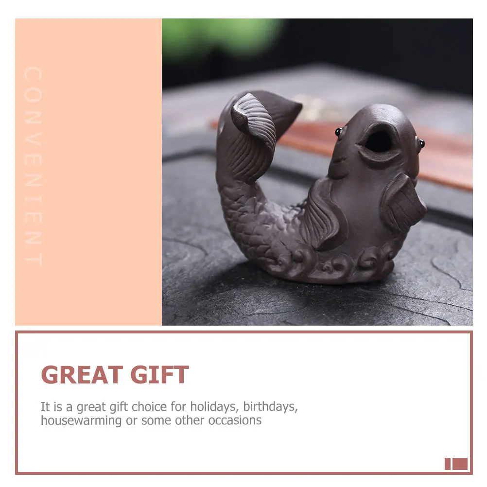 

Purple Sand Craft Ornament Carp Statue Decor Decorations Tea Pet Creative Figurine Flowerpot