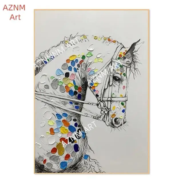 Classic Modern Black and Orange Horse Racing Canvas Painting