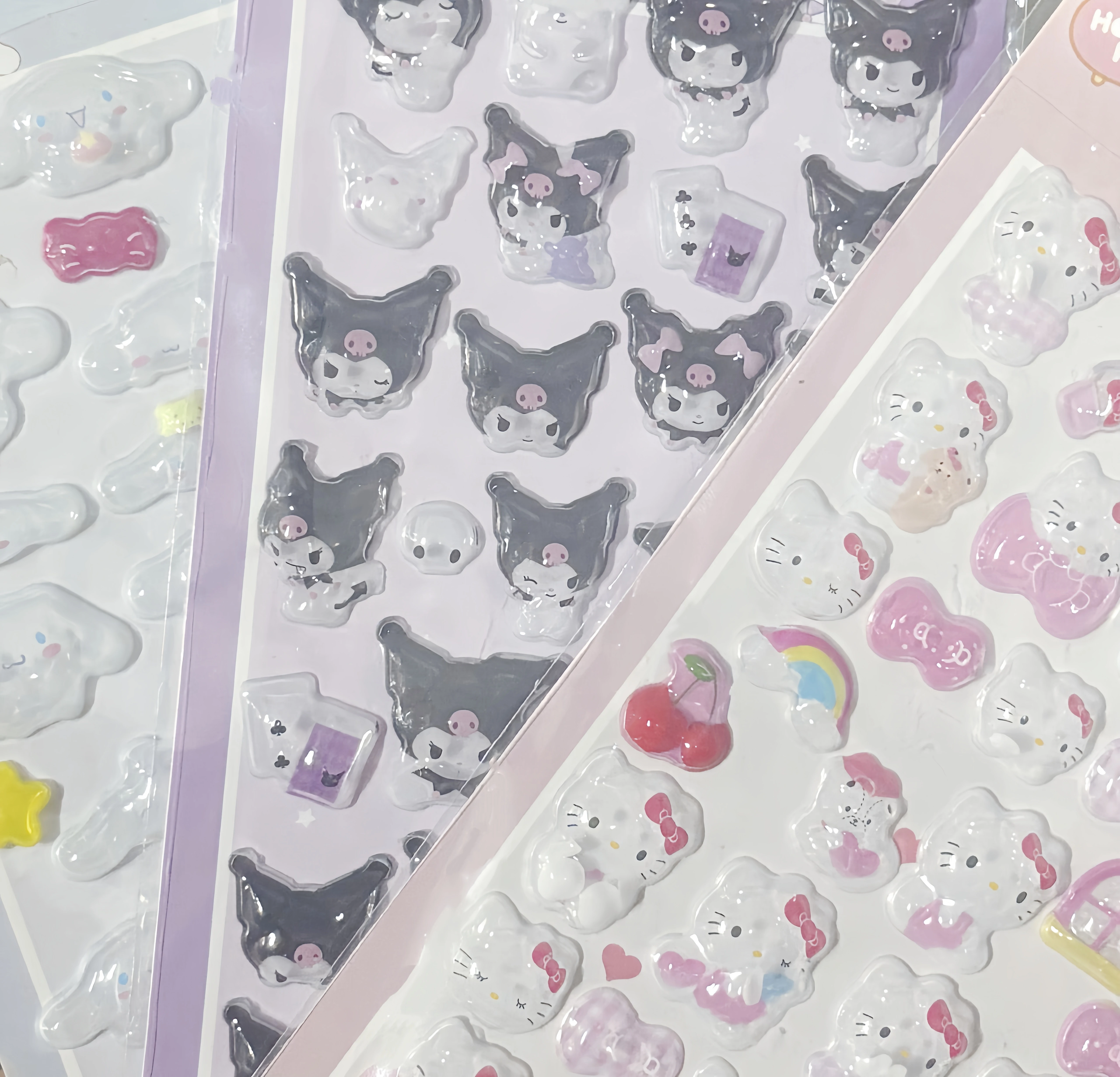 Cartoon Sanrio popular Hello Kitty Cinnamoroll transparent jelly 3D decorative sticker - suitable for holiday party gifts