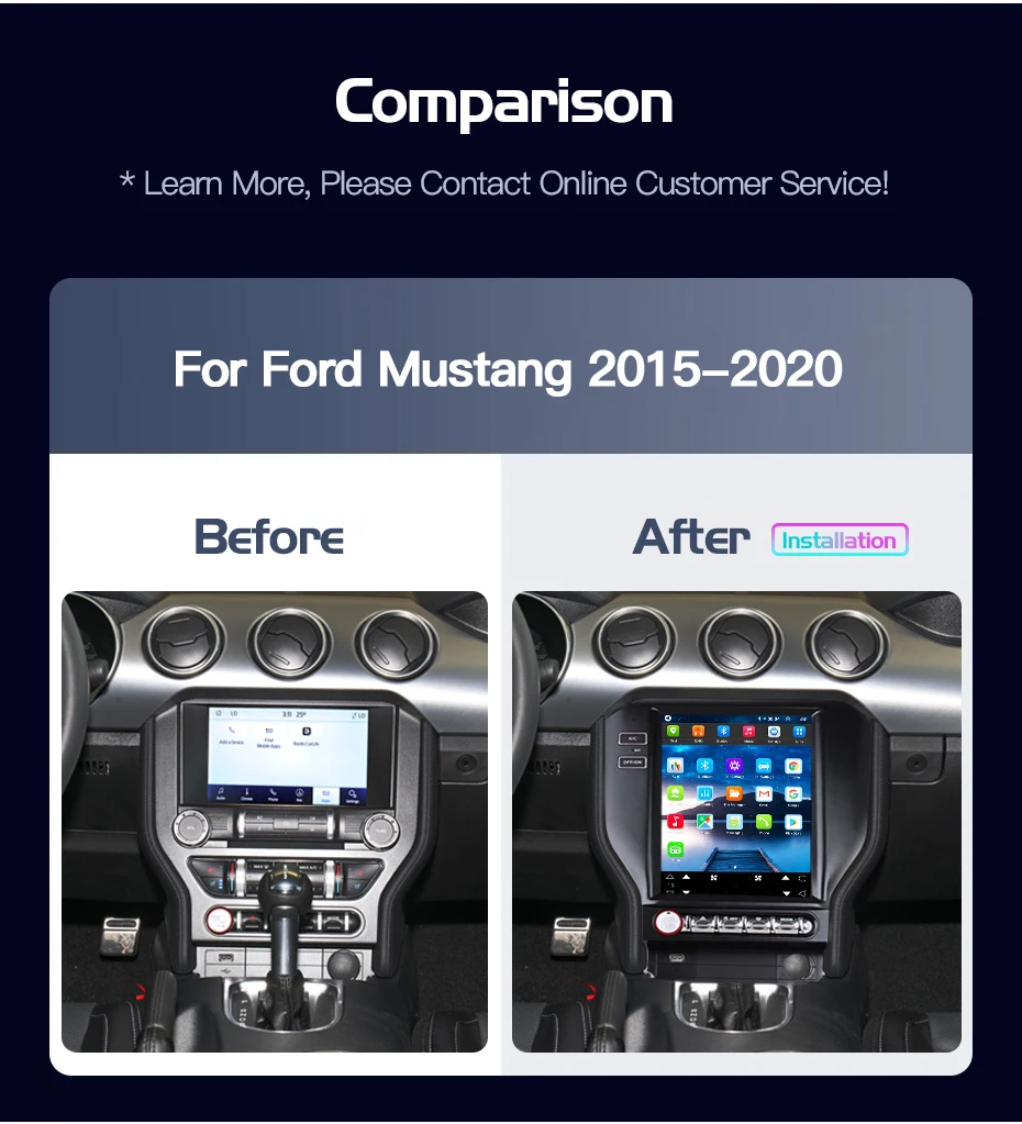 Android 14 Auto Für Ford Mustang 2015-2020 Tesla Bildschirm Auto Radio Stereo Multimedia Player GPS Navigation DSP 4G WIFI Carplay – Detail 5