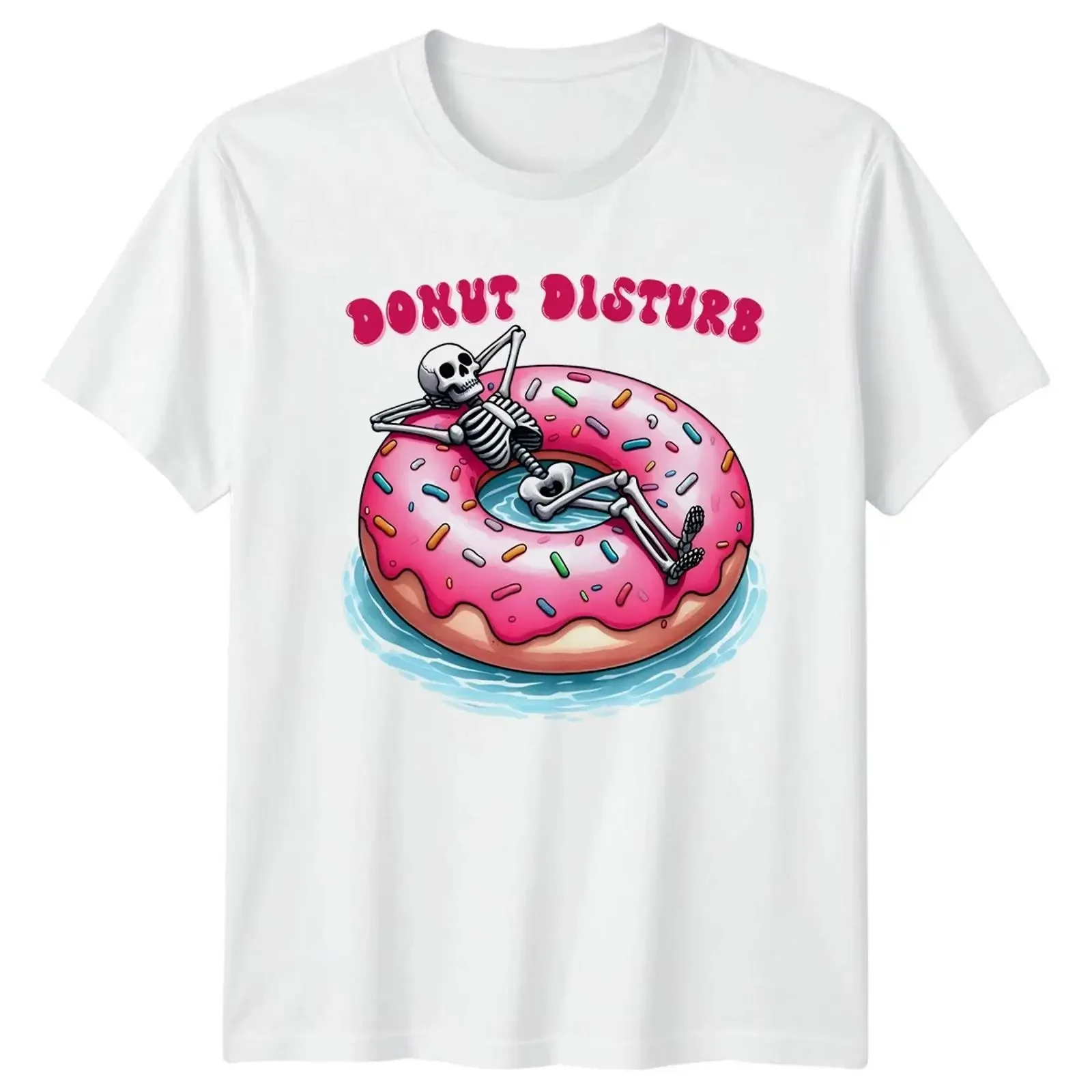 Lustiges Skelett Donut Disturb T Shirt Relaxing Skeleton  vintage Washed Breathable graphic Versatile designer clothes Stylish