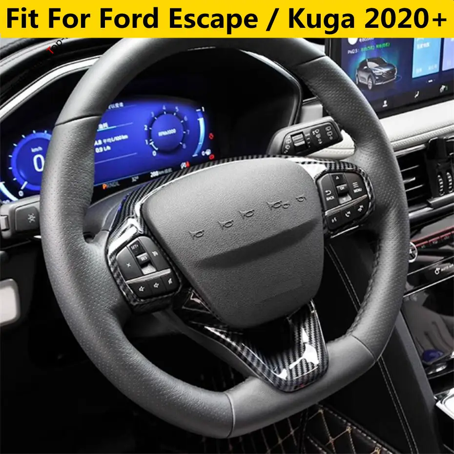 

Carbon Fiber Look Car Steering Wheel Cover Trim Interior Mouldings Strip Decoration Frame Fit For Ford Escape / Kuga 2020 - 2024