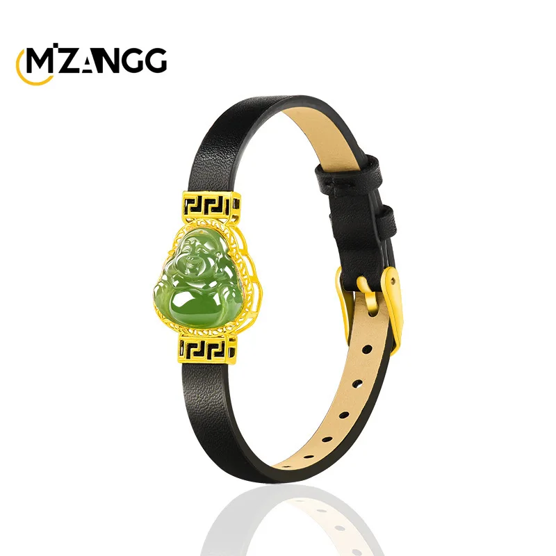 

High-grade Natural Hetian Jade Jasper Buddha Bracelet Fashion Simple Women's Watches Gift