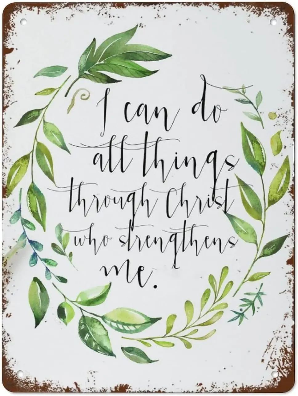 I Can Do All Things through Christ Who Strengthens Me Scripture Art Bible Verse I Best Vintage Fun Home Decor Tin Signs,