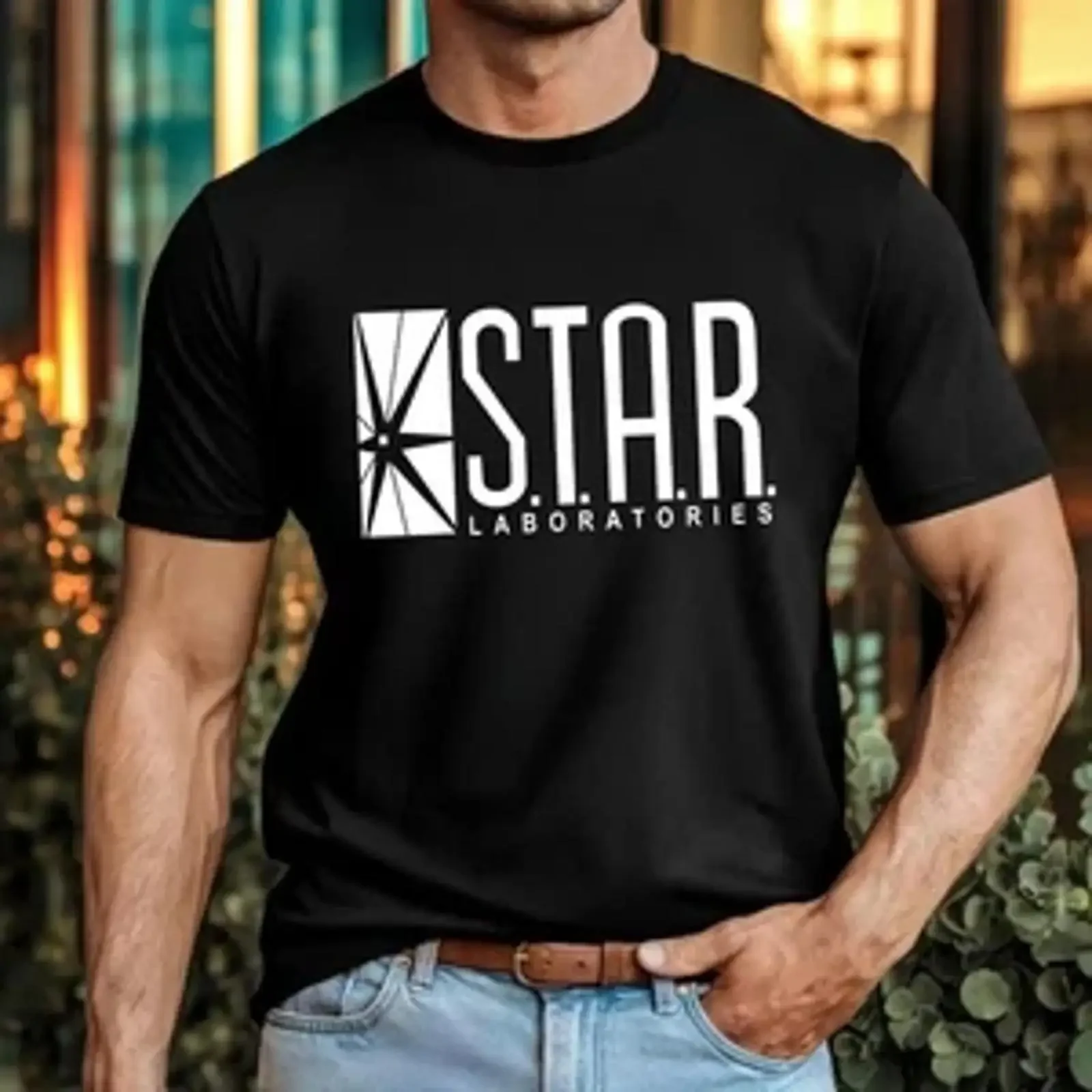 STAR Laboratories Logo T Shirt Futuristic Science Lab Minimalist Sci Fi Top vintage Washed Breathable Versatile Unisex fashion