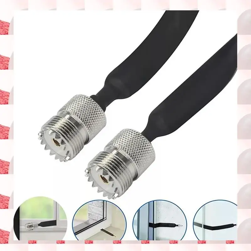 ABGN 4 팩 40Cm RF 동축 케이블 창/도어 패스 스루 플랫 케이블, SO239 UHF 암-UHF 암, 50 Ohm