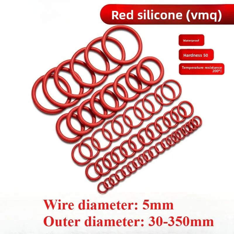 outer diameter: 30-350mm,wire diameter: 5mm,  O-ring silicone rubber gasket sheet ring, high temperature resistant and waterproo