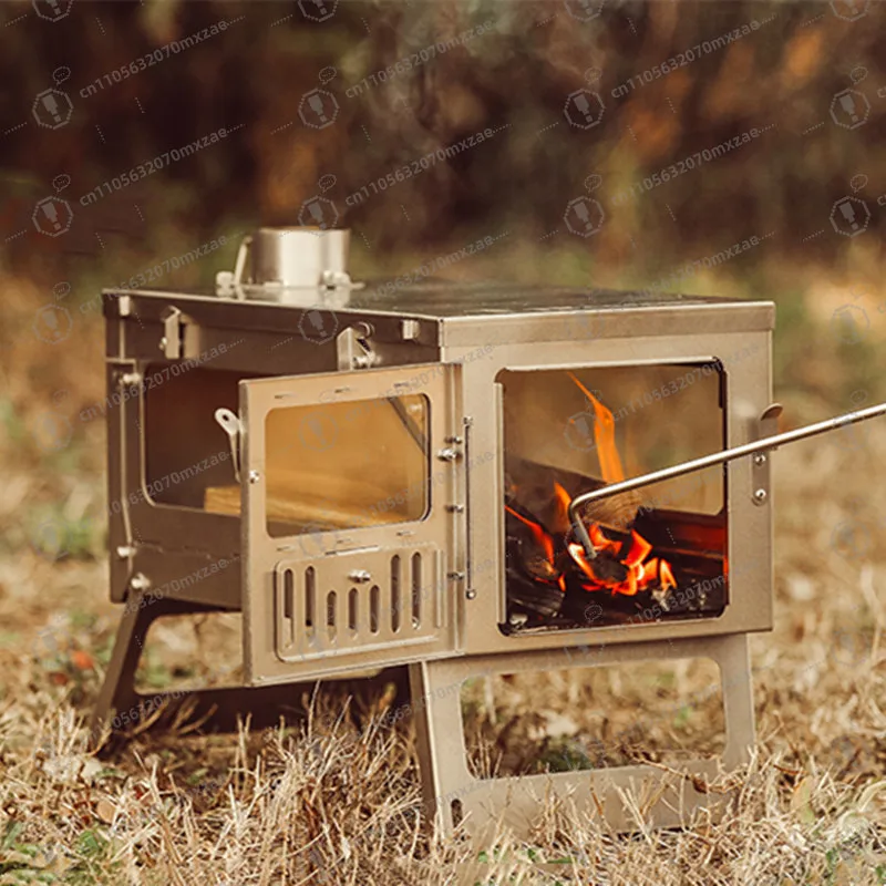 

Portable Foldable Stainless Steel Wood Burning Tent Stove Quick Install For Camp Kitchen