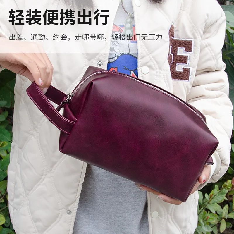 

Retro Crazy Horse PU leather cosmetic bag European and American large-capacity travel multi-functional portable washing and stor