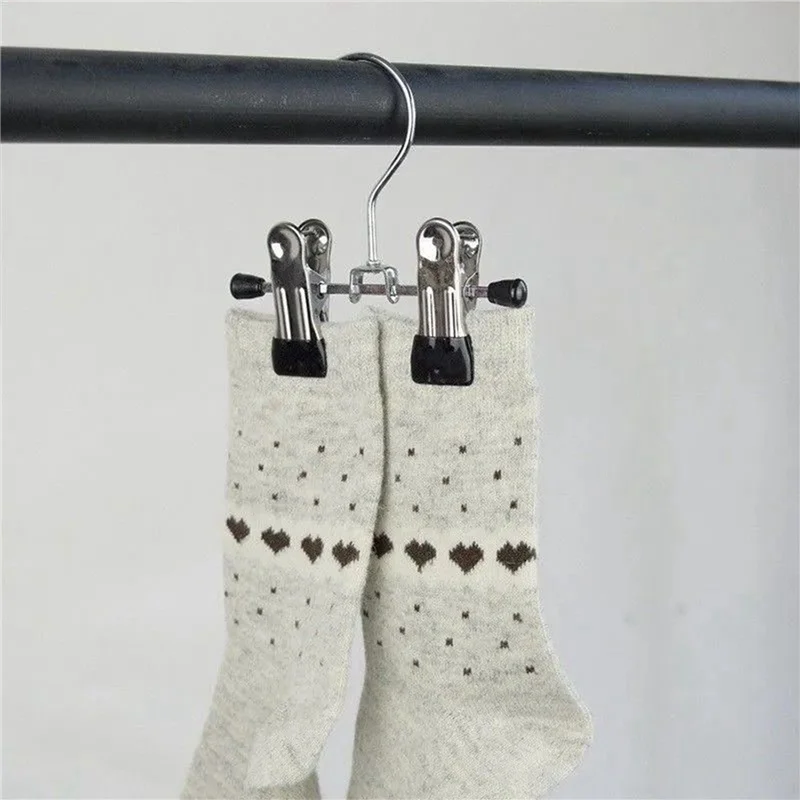 

AONEQ-24Pcs Adjustable Stainless Steel Shoe Rack Pants Folder Boot Hanger Holder Portable Travel Laundry Hook Hanging Clip