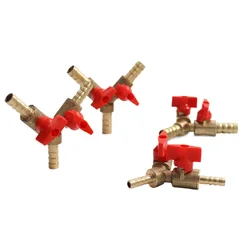 6/8/10/12mm Hose Barb Y Type Three 3 Way Brass Shut Off Ball Valve Pipe Fitting Connector Adapter For Fuel Gas Water Oil Air