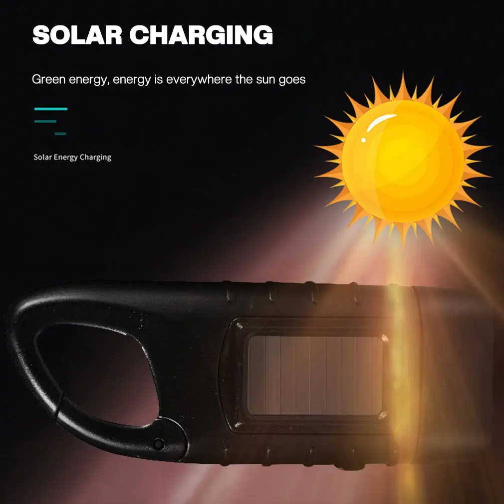 Mini Flashlight Solar Charged Hand Crank Torch Strong Light Flashlight Household LED Energy-saving Emergency Flashlight