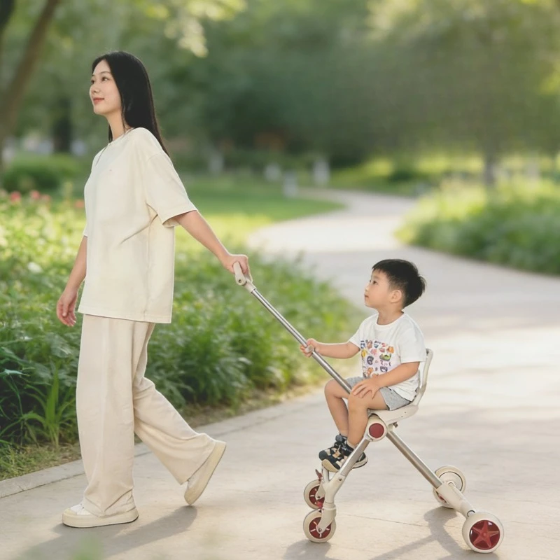 Lazy Walking Suitcase Can Sit Ride Kids' Luggage with Fence Baby Travel Suitcases Foldable Boarding Trolley Suitcase for Kids
