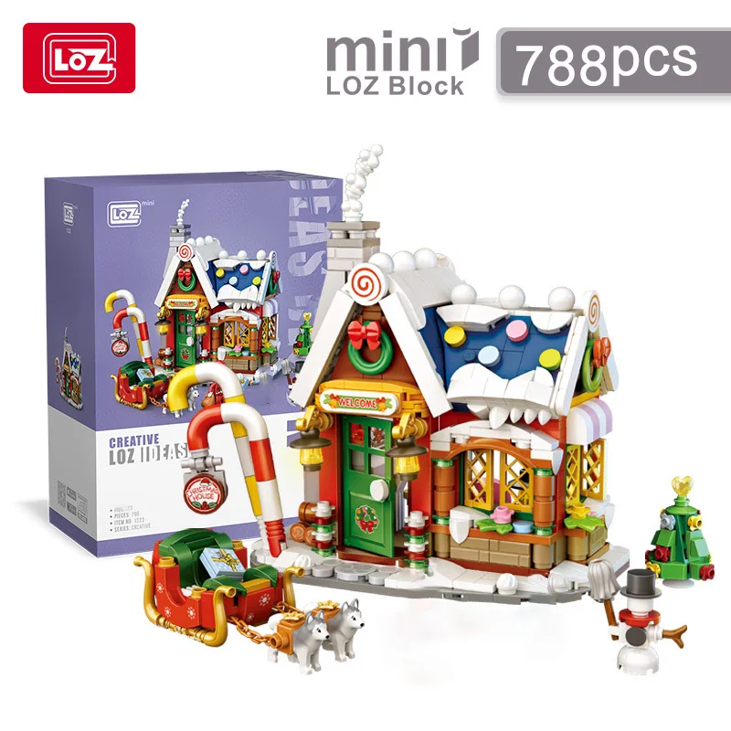 LOZ-1223 Christmas Toys Christmas Vintage House Building Santa Claus Puzzle model Children\'s Christmas building blocks toy