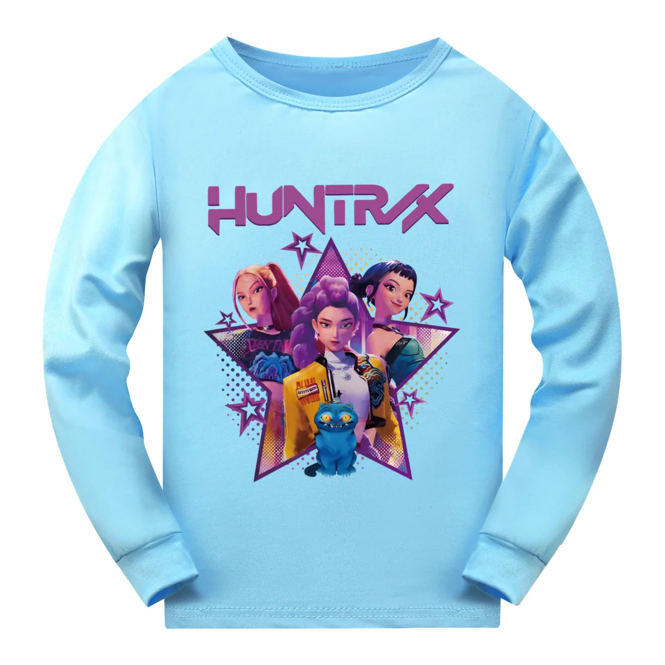 

Футболка KPop «Охотники на демонов», детская стильная модная повседневная одежда с героями мультфильмов, молодежные свободные футболки с круглым вырезом, топы с длинными рукавами для девочек и мальчиков