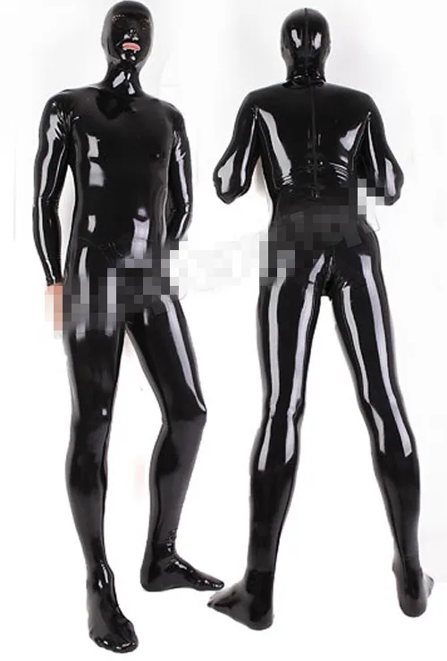 

Latex Mask Men Handsome Cool Black With Gloves and Socks 0.4mm Size XXS-XXL