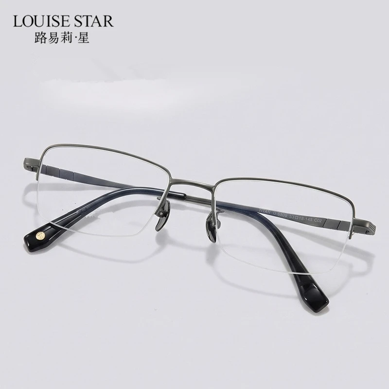 Pure titanium half frame business eyeglass frame customizable prescription glasses optical matching men's black gold