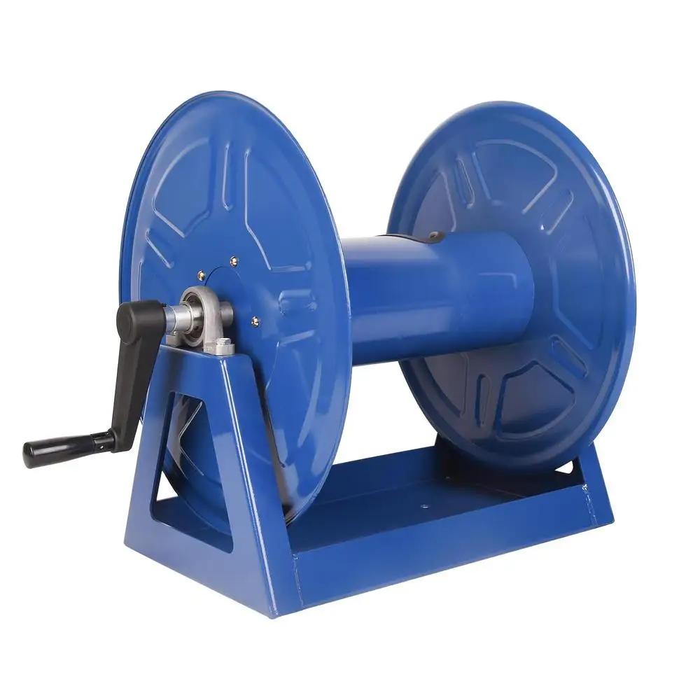 Heavy Gauge Steel Air Hose Reel 225ft. 4000PSI Hand Crank 360° Swivel Bearings