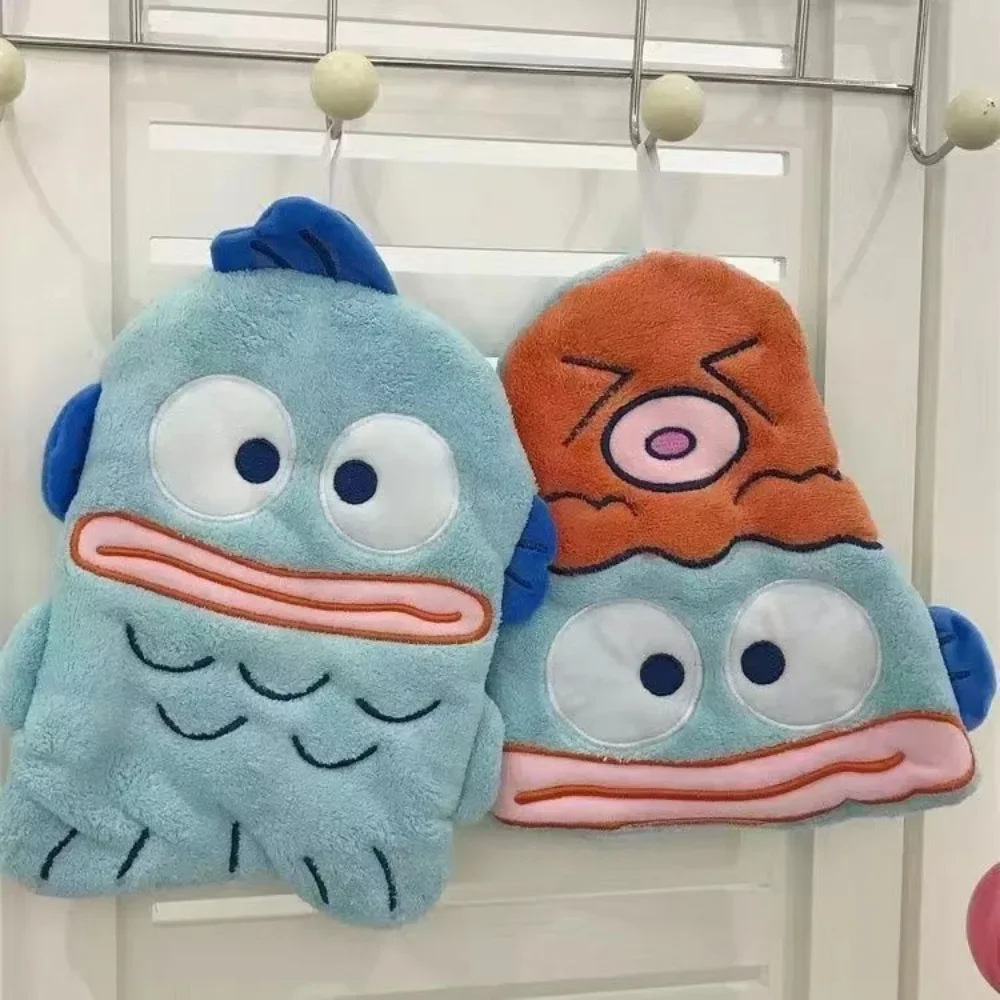 Cute Ugly Fish Hanging Hand Towel Absorbent Coral Cartoon Kitchen Kids Home Quick Dry Toilet Handkerchief Towel Set