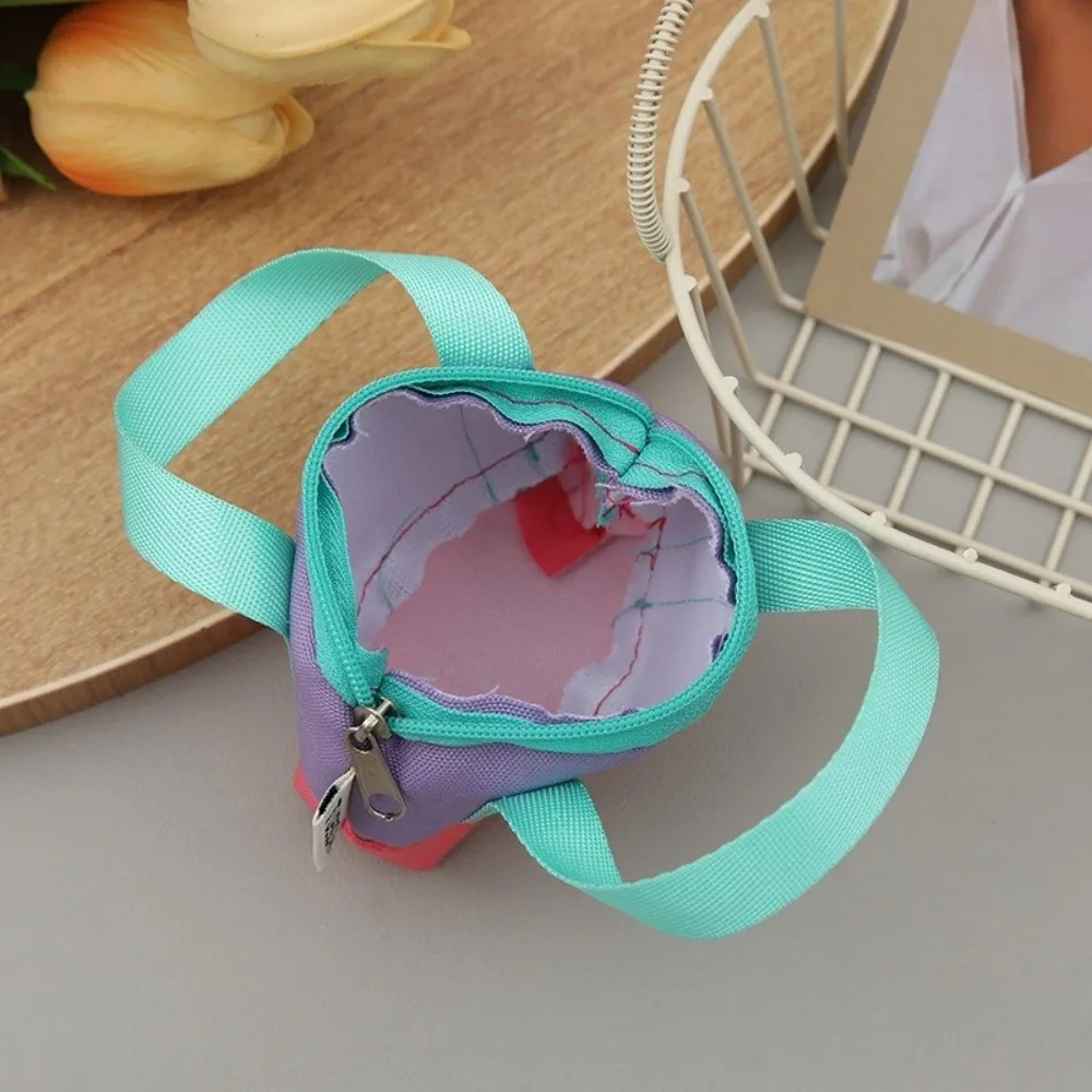 

New Mini Coin Purse Canvas with Wristband Card Holder Dopaamine Pink Storage Handbag