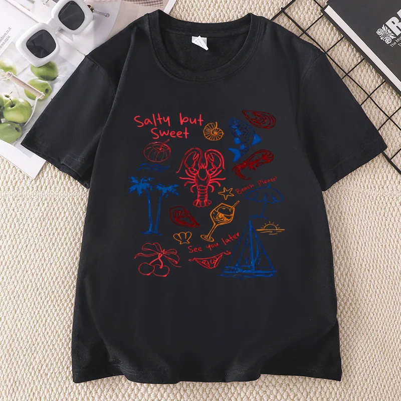 새콤달콤한 티셔츠 남녀공용 레트로 여름 비치 여성 티셔 - Summer Vibes Clothing Men 리뷰 및 가격
