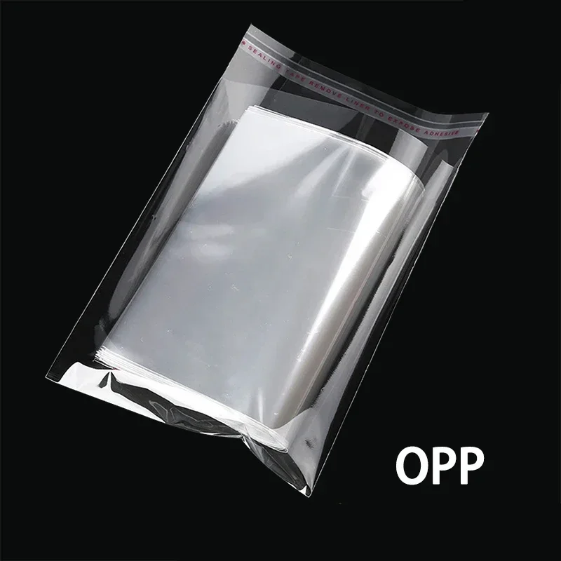 100pcs Thickening Transparency Self-adhesive Bag OPP Self-appointed Plastic Clothing Food Dustproof Moisture-proof Packing Bags