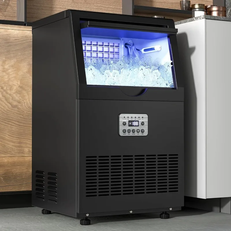 

130Lbs Black Commercial Under Counter Ice Maker Machine, ETL & DOE Certificated Ice Machine Commercial, Big Ice Makers