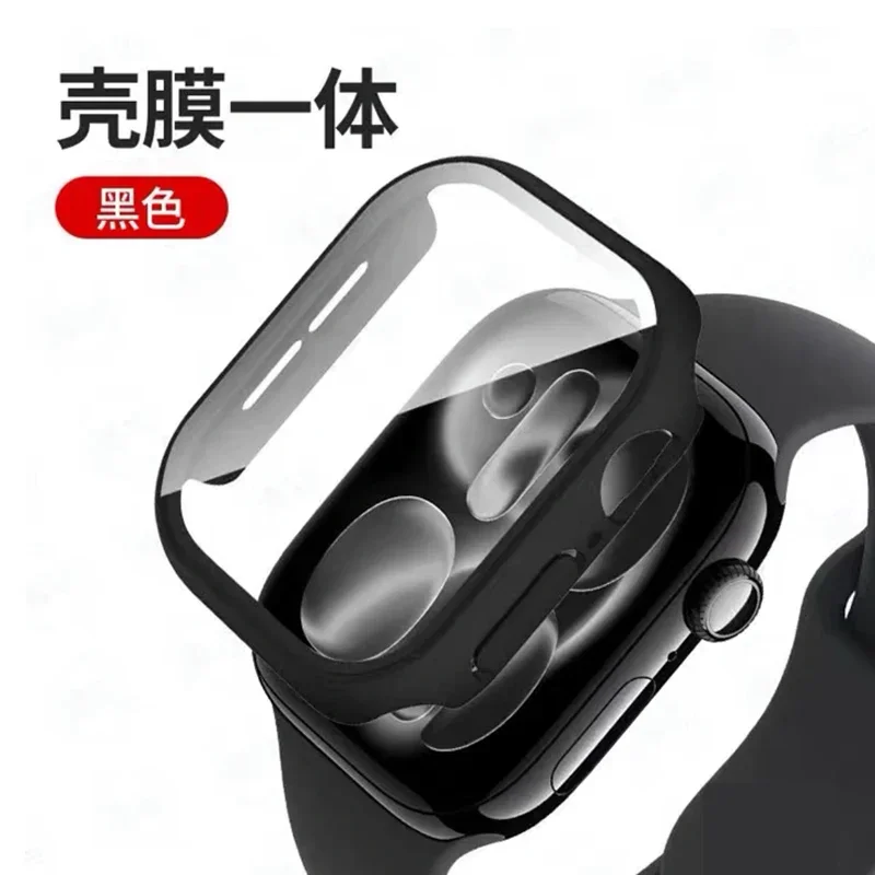 الزجاج المقسى + حافظة لساعة أبل 11 10 46 مللي متر 42 مللي متر حامي الشاشة غطاء iWatch 9 8 7 6 5 SE 45 مللي متر 41 مللي متر 40 مللي متر 38 مللي متر 44 مللي متر قذيفة #4