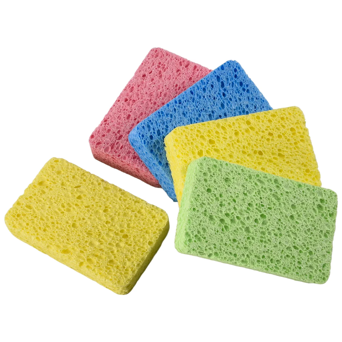 XFDE Large Cellulose Sponges,Kitchen Sponges for Dish, Duty Scrub Sponges,Non-Scratch Dish Scrubber Sponge for Cookware 5 Pcs