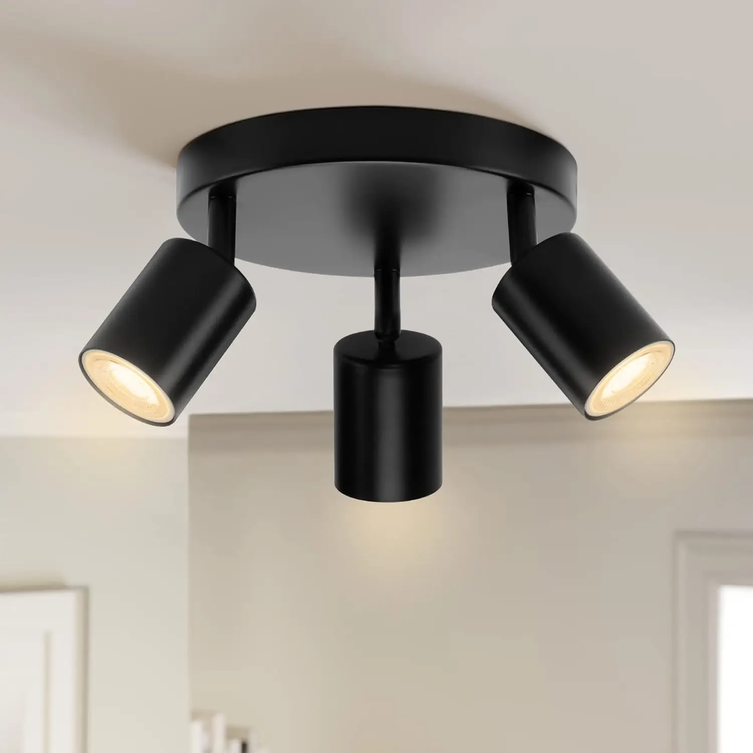 JOYINLED 3-Lichter Deckenleuchte Moderne GU10 Decken-Spotleuchte Drehbarer Innenstrahler Heim-Dekor Küche Schlafzimmer LED-Beleuchtung