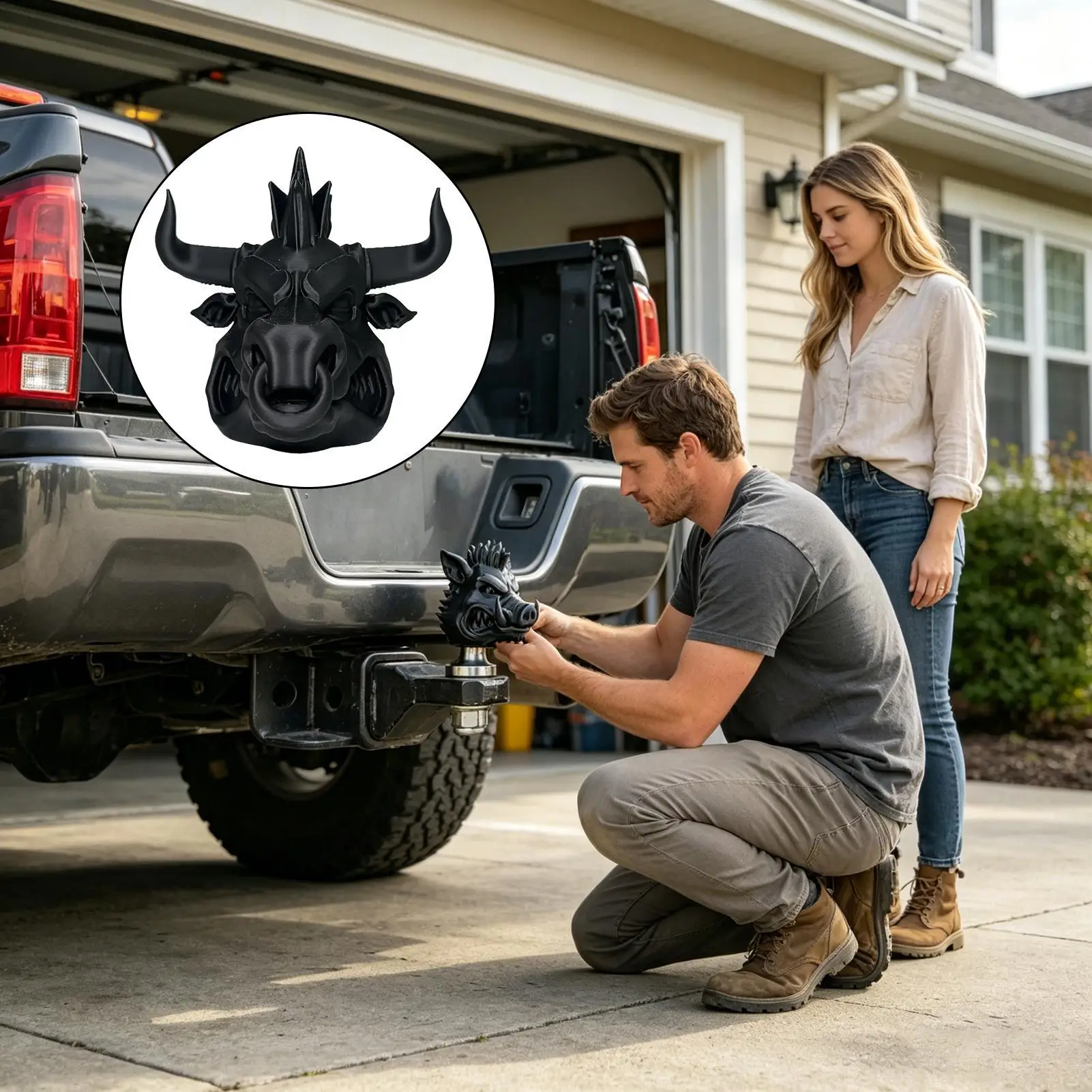 Trailer Hitch Cover Funny Bison Shape Towing Plug Protector Vehicle Hitch Covers For Trailer Truck RV Vehicle Garage Camping