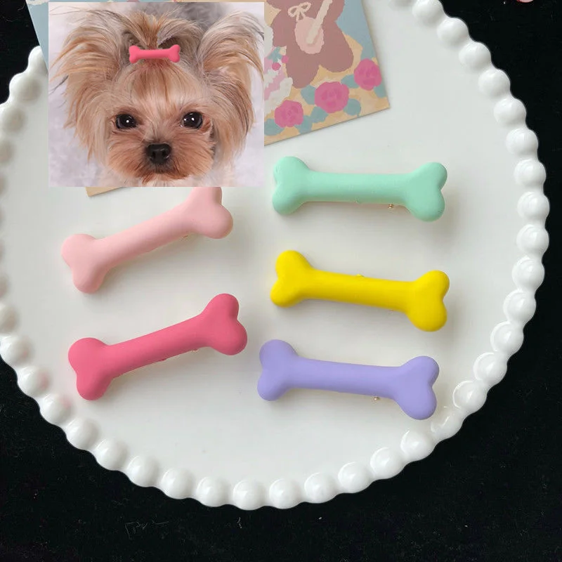 fashion candy color Dog Bone Hairpin Fashion Harajuku Style Hair Clips Pet Charm Lovely Barrettes Styling Dog Hairs Accessories