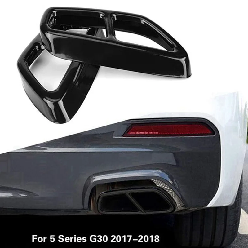 

A029-Car ABS Black Exhaust Tailpipe Cover Trim For BMW 5 Series G30 528Li 530Li 2017-2018