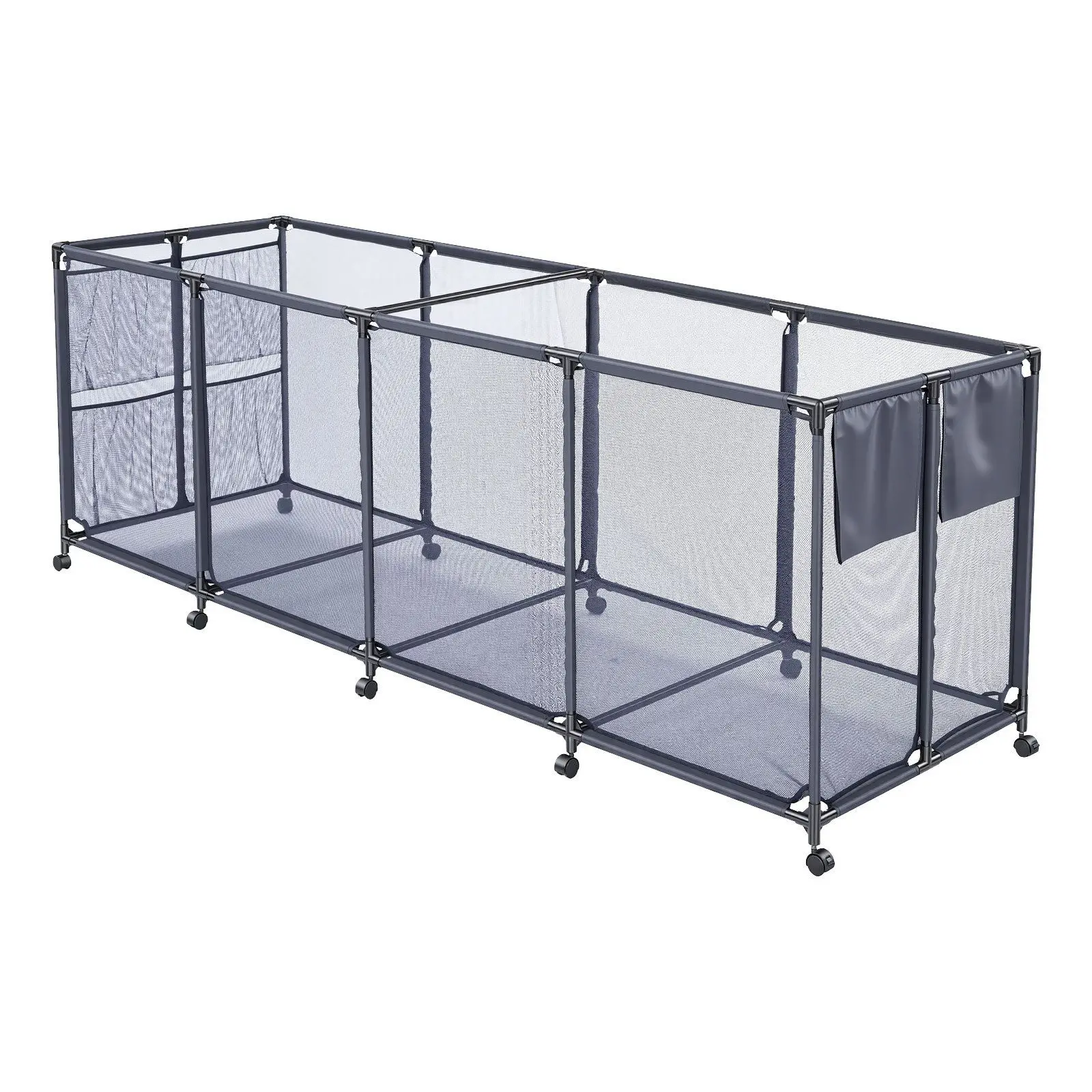 Pool-Aufbewahrungsbox, 103 x 32 x 35 Zoll, Rollbarer Pool-Organizer mit Seitentaschen & Halter für Schwimmreifen, Robustes Metall