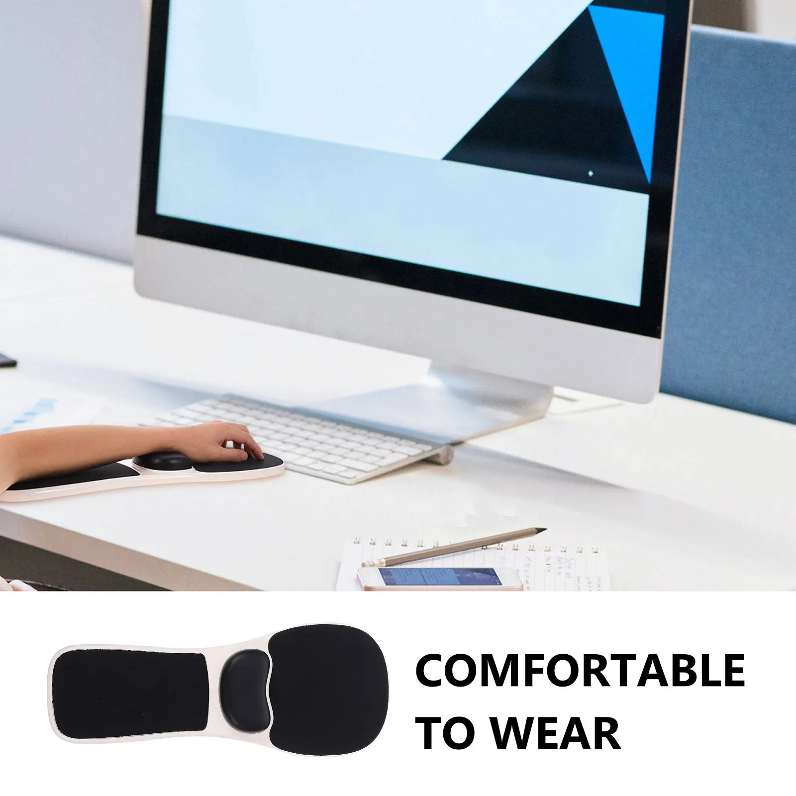 

1pc Memory Foam Wrist Support Mouse Pad Black Foldable Hand Arm Rest Desk Extension Board For Computer Elbow Support Work Gaming