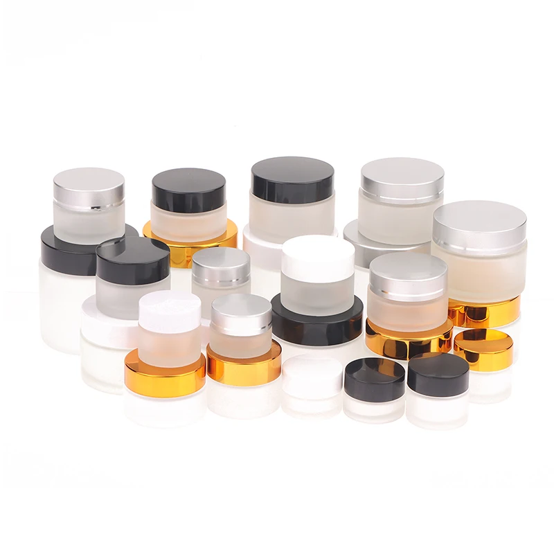 5/10/15/20/30/50/100g Frosted Glass Refillable Ointment Bottles Empty Cosmetic Jar Pot Eye Shadow Face Cream Container