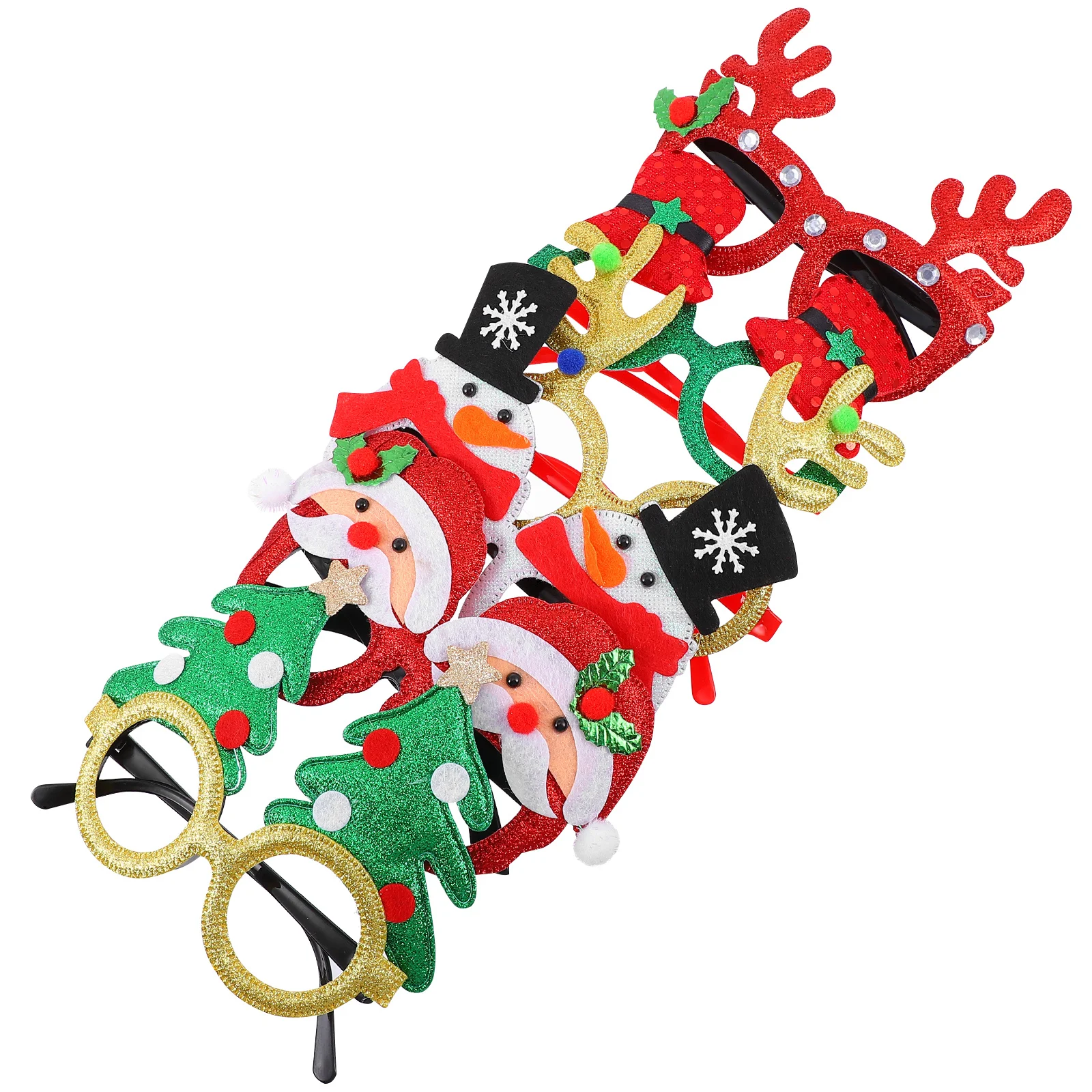 6 أزواج من إطار نظارات عيد الميلاد، إطار نظارات إبداعي لحفلات عيد الميلاد، زينة مضحكة للعطلات، خفيفة الوزن #6