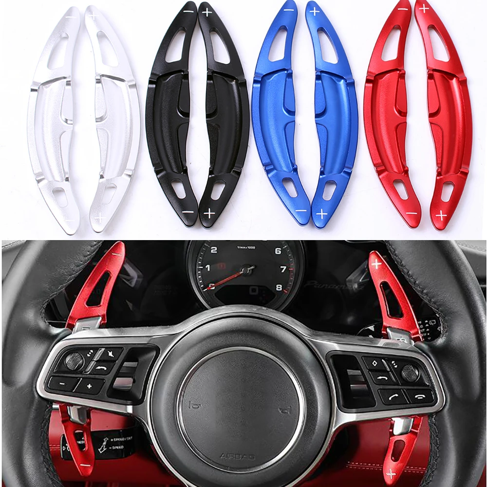 

For Porsche Panamera Macan Cayenne 911 Boxster Cayman 718 Spyder 918 Aluminum Car Steering Wheel Shift Paddle Extension 2pcs