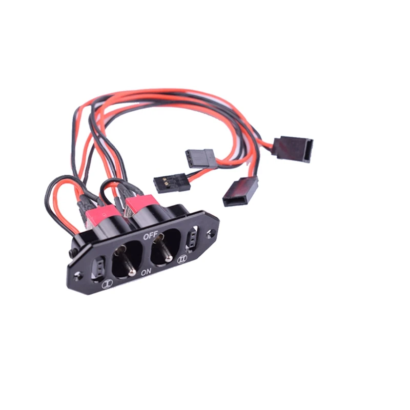 RC Dual Heavy Duty Switch For Gas Planes Comes With Battery Charge Outlet Made Of CNC Aluminum In Anodized Black Color