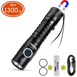 Wurkkos FC11 USB C Rechargeable 18650 LED Flashlight 1300LM LH351D 5000K 90 CRI with Magnetic Tail 2 Groups