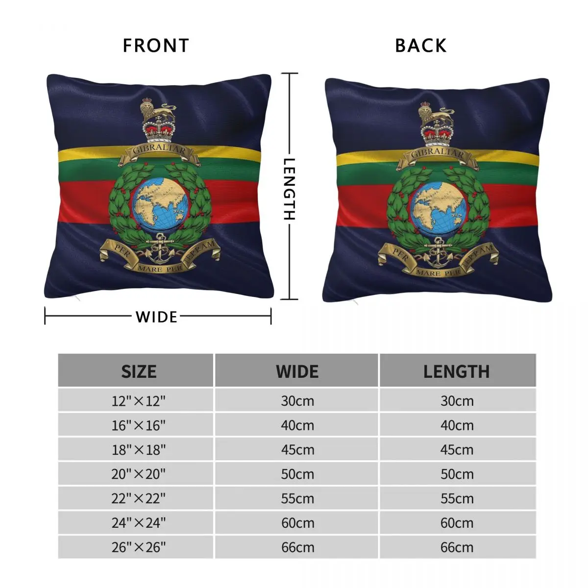 Royal Marines Badge Over Flag Square Pillowcase Polyester Linen Velvet Creative Zip Decor Throw Pillow Case Bed Cushion Case