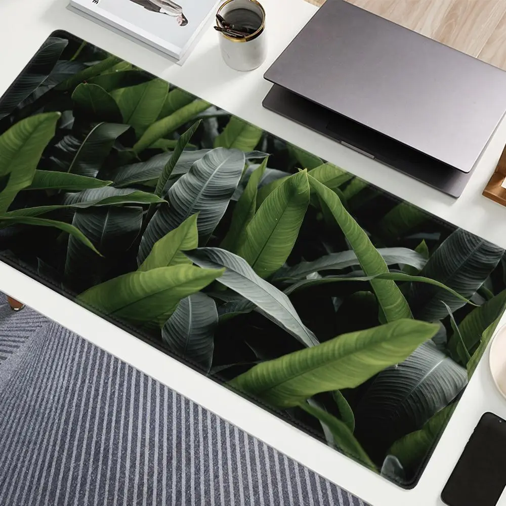 

Green Tropical Plant Mouse Pad Gamer Accessory Large Home Mousepad E-sports keyboard pad Soft Carpet Non-Slip Computer Table Mat