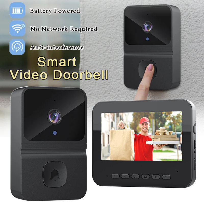 2.4G WiFi Wireless Video Doorbell 4.3Inch IPS Display HD Outdoor Phone Door Bell Camera Security Intercom Protection Door Bells
