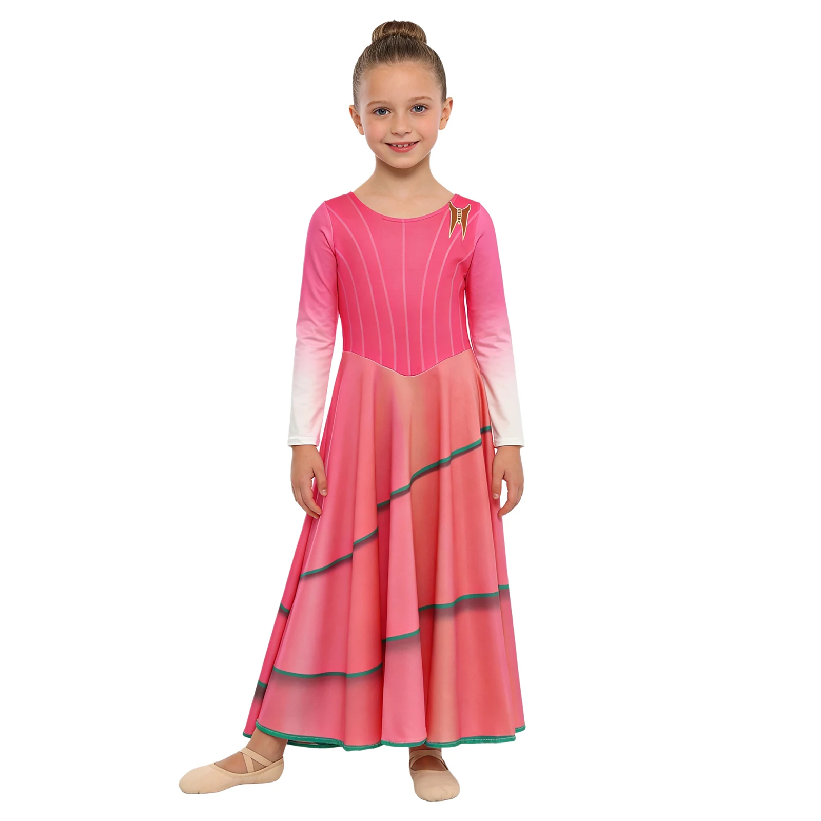 

Kids Girls Magic Witch Dresses Round Neck Long Sleeve Print Dress for Halloween Role Play Theme Party Stage Performance Costume