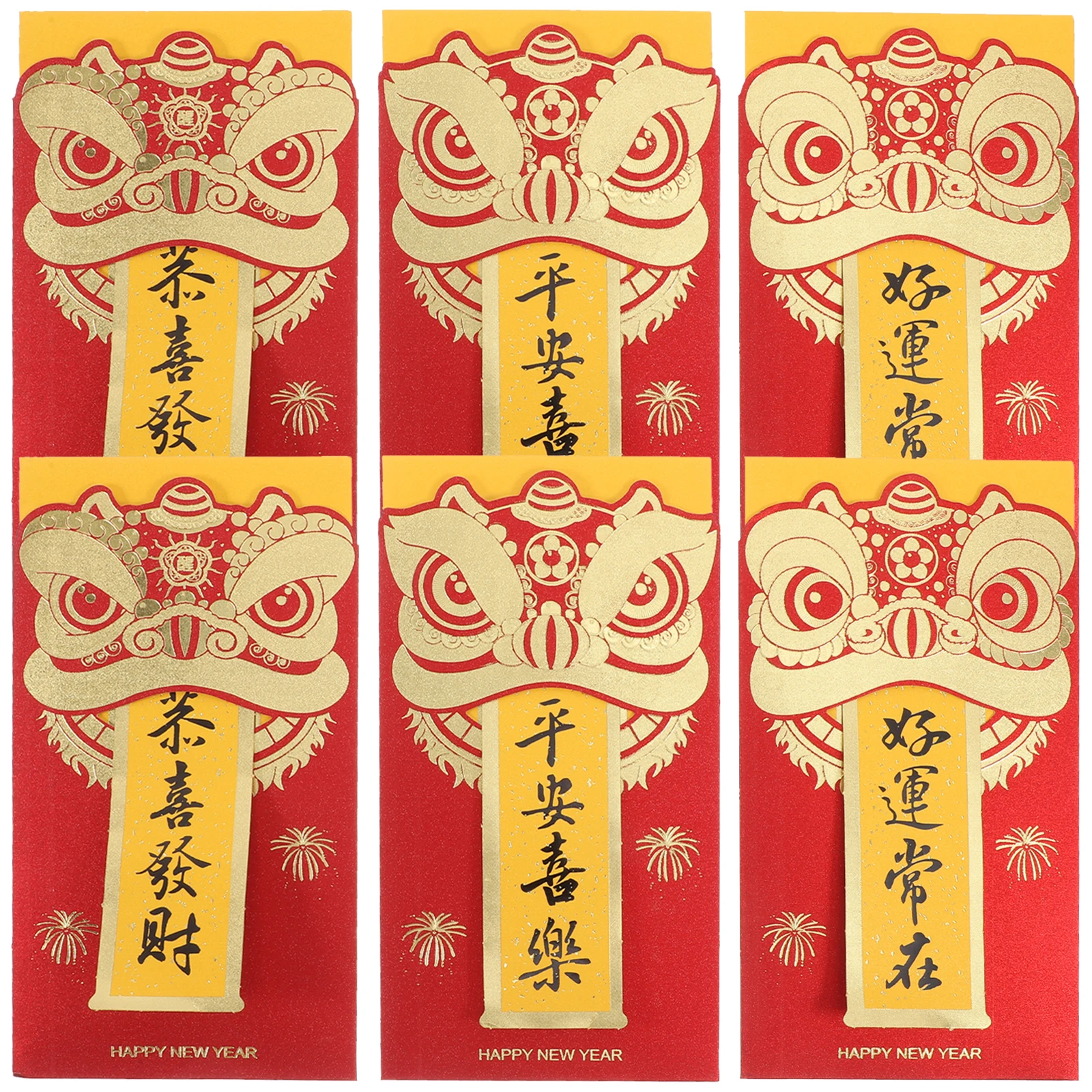 

6 Pcs Envelope Bag Chinese Envelopes for Money Decorate Birthday New Year Red Paper Wedding