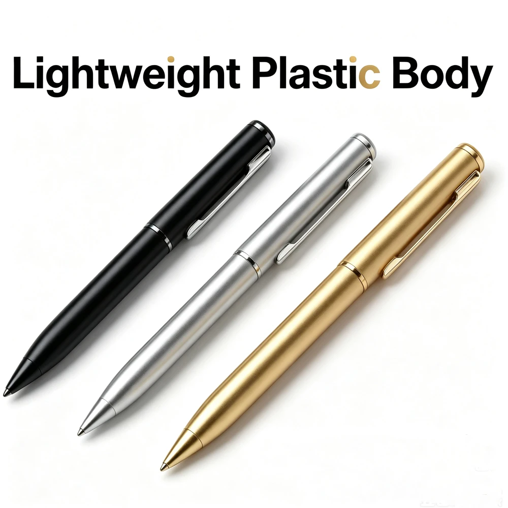 Mini Rotating Ballpoint Pens, 0.7mm Fine Point Lightweight Plastic Pocket Pens, Black/Gold/Silver Smooth Writing Office Signatur